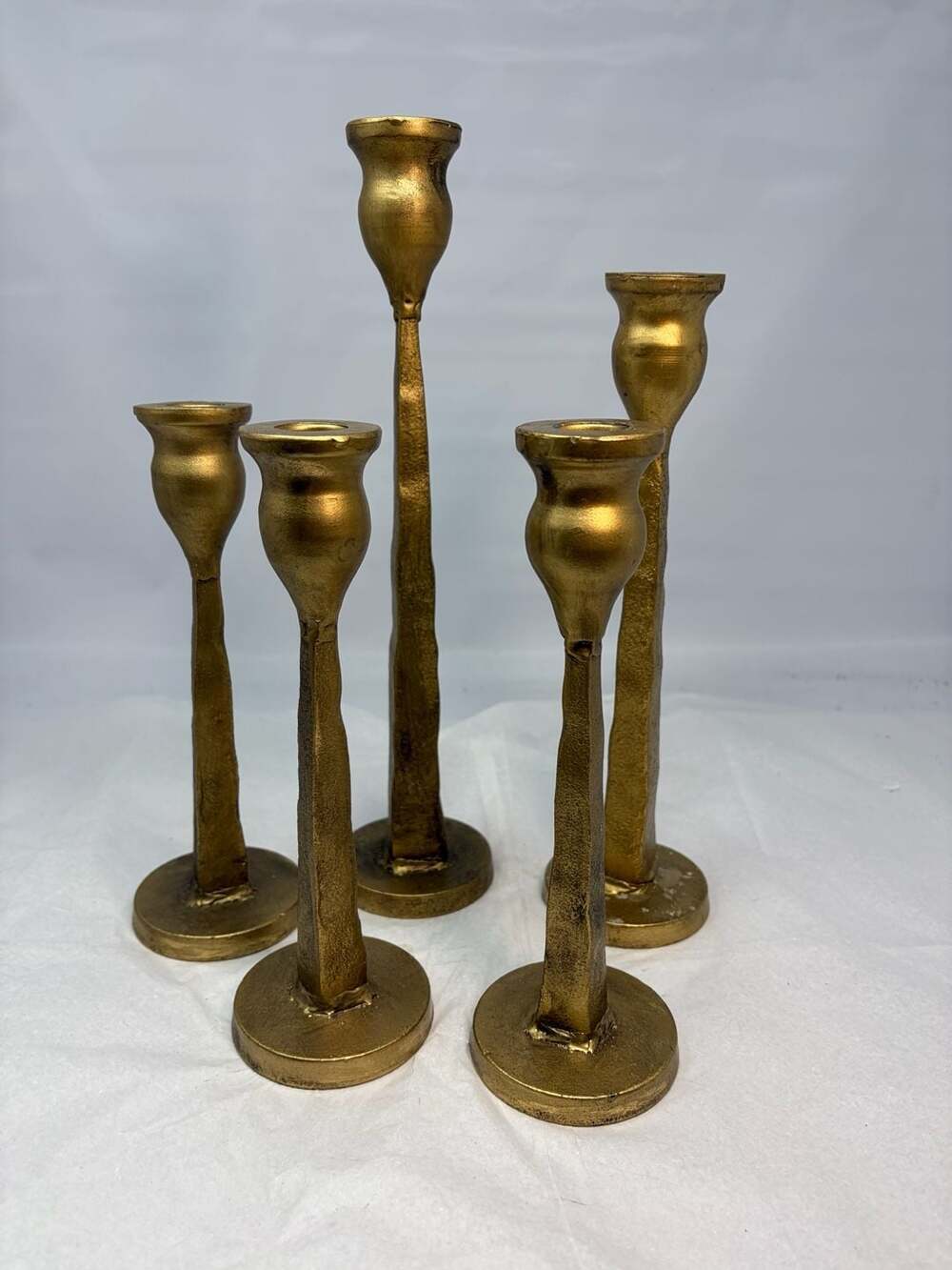 VTG Cast Iron Candlestick Holders Rosdorf Park Set Of 5- Heavy Duty Taper Candle